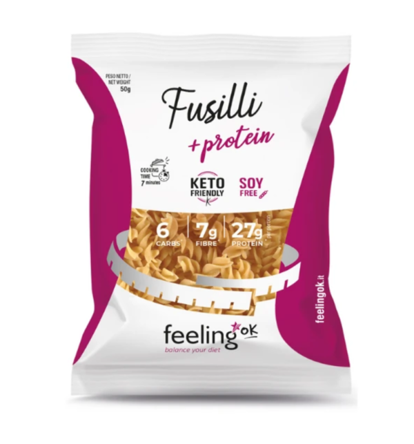 Feeling Ok, Pâtes Fusilli, 55% de Protein, 50g